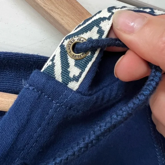 LRL Lauren Jeans‎ Women's Navy Blue Hoodie 100% cotton 1X size Lace V Neck top - Picture 9 of 17